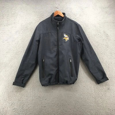 NFL 风衣夹克男式 L 灰色 Minisota 长袖模拟领全拉链休闲 — 第 1/4 张图片