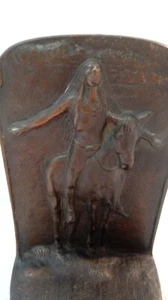 Art Deco Bronze Clad Cast Iron Native American Indian Chief in Prayer Bookends + - Picture 1 of 12