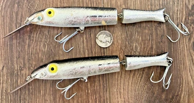 VTG LOT 2 REBEL JAWBREAKERS STAINLESS JOINTED MUSKY Fishing Lure SALTWATER TROLL - Image 1 of 4