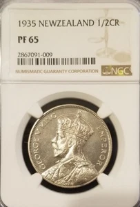 New Zealand 1935 1/2 Crown Extremely Rare Gem Proof NGC Pf 65 Mintage 364 coins - Picture 1 of 2