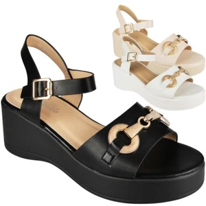 Sandalias de cuña Zapatos Damas Hebilla Acolchadas Cómodas Playa Bling Verano Mujer Talla - Imagen 1 de 11