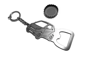 Llavero abrebotellas de acero inoxidable con anillo 3D coche apto Smart Fortwo II - Imagen 1 de 6