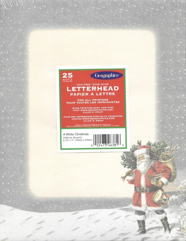 Old World Classic Santa White Christmas Letter Computer Paper - New 25 sheets - Image 1 of 1