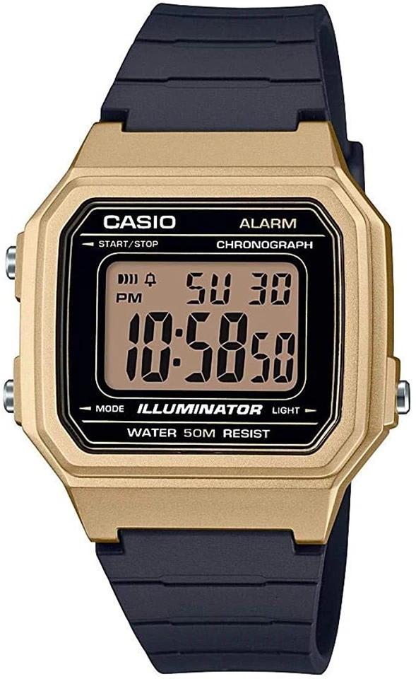 Reloj para hombre Casio W-217HM-9AVCF clásico correa de resina negra pantalla digital dorada Foto 1 de 1
