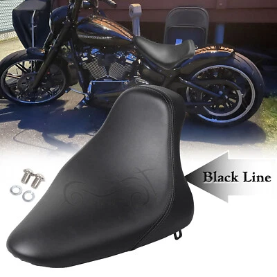 Black Driver Butt Bucket Solo Seat For Harley Fat Boy Heritage Softail Springer Foto 1 de 4