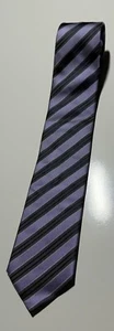 Hugo Boss Men's Vintage Necktie Black/Purple/Grey Striped 100% Silk Italy - Picture 1 of 4