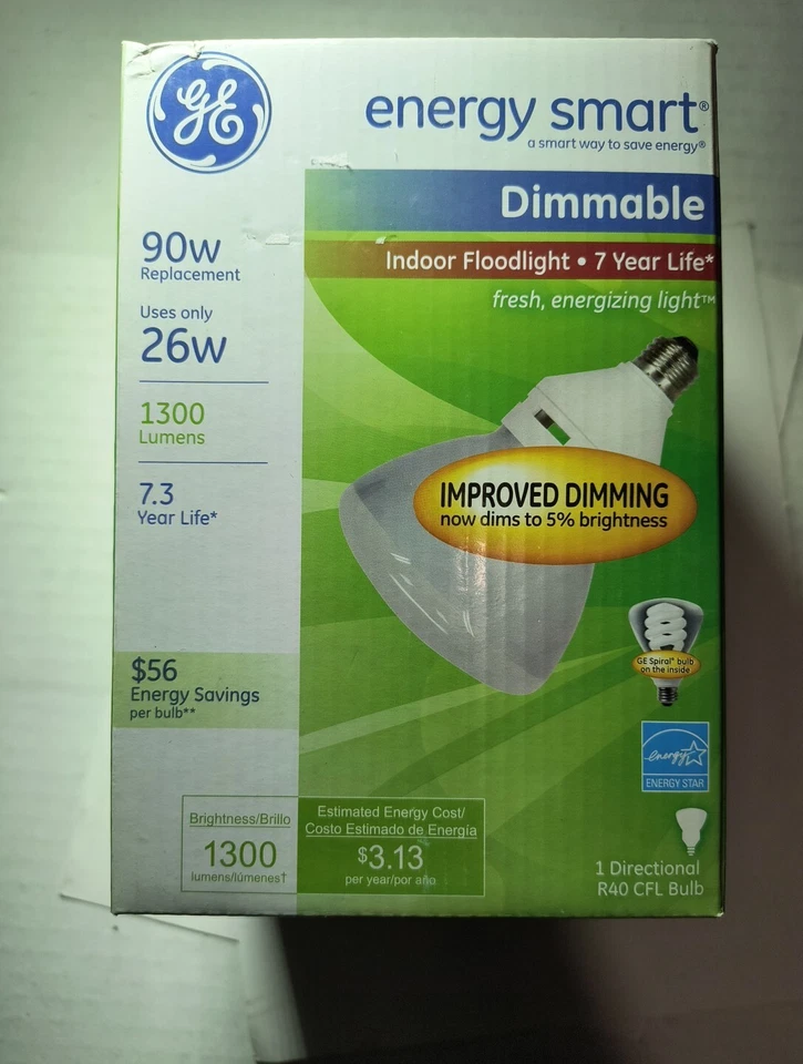 GE Energy Smart Dimmable Indoor Floodlight, 7 Year Life, 26W=90W - Image 1 of 4