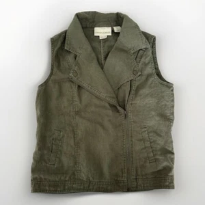 Cynthia Rowley Womens 100% Linen Vest Size Small Olive Green Lagenlook boho chic - Picture 1 of 6