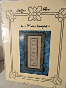 Indigo Rose SIX HEM SAMPLER Counted Cross Stitch Pattern - Picture 1 of 2