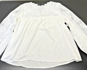 Diseñador Andrew Marc Nueva York Corte de Ganchillo Encaje LS Prenda superior Blanca Mediana - Imagen 1 de 23