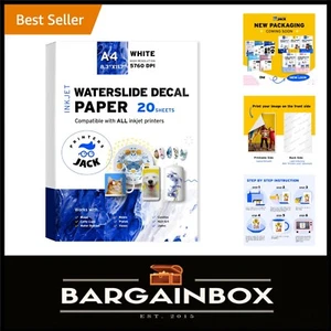 20 Sheets Premium White Inkjet Water Slide Transfer Paper - Perfect for Gifting - Picture 1 of 9