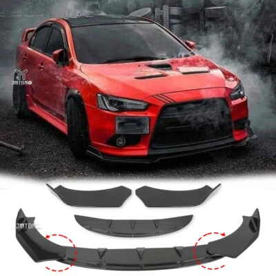 Kit de alerón divisor de labios parachoques delantero negro brillante para Mitsubishi Lancer EVO Foto 1 de 4