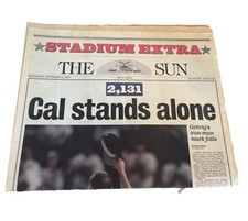Cal Ripken Stands Alone - The Sun 9/6/1995 Baltimore Orioles 2131 Streak
