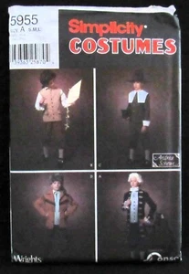 Frontier Pilgrim Colonial Boy's Costume Size S M L Simplicity 5955 Uncut Pattern - Picture 1 of 7