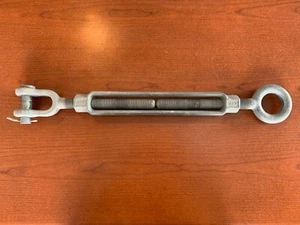 1" Galvanized Jaw to Eye Turnbuckles, 12" Take-Up - Picture 1 of 4
