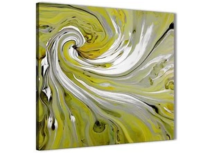 Lime Green Swirls Modern Abstract Canvas Wall Art - 49cm Square - 1s351s - Picture 1 of 4