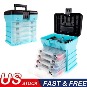 Multi-Purpose Storage Durable Organizer Utility Box Portable Plastic Light Blue - Picture 1 of 6