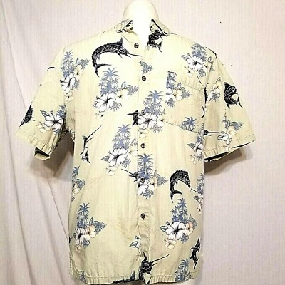 Michael Austin Men's Medium Hawaiian Tropical Caribbean Button Up Shirt Marlin - Image 1 of 4