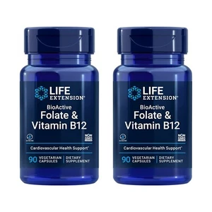Life Extension BioActive Folate & Vitamin B12, Heart, Brain & GI Tract Health 2P - Picture 1 of 9