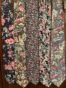 5 Floral Men’s Neck Ties Structure Rohde Royce Cape Cod Neckwear Vintage Cotton - Picture 1 of 2