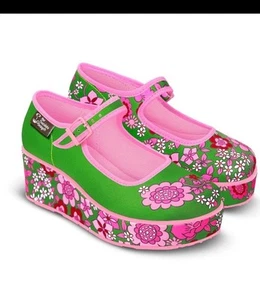 NWT Hot Chocolate design Chocolaticas® Pink Flowers Women's Mary Jane Platform - Picture 1 of 9