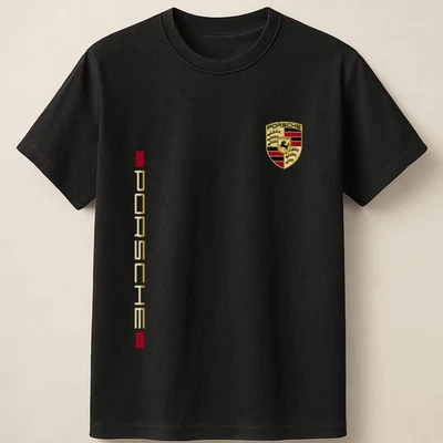 Vertical Porsche Badge Luxury Car Graphic Streetwear Unisex T Shirt - Image 1 of 2