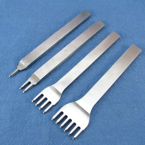 [LF] 4PCS Set Leather Chisel Craft Hole Tool DIY Stitching Punch 3mm4mm Spacing - Picture 1 of 11