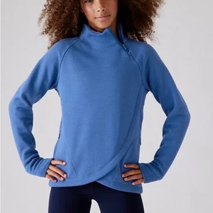 Athleta Girl Cozy Karma Wrap Pullover Sweatshirt | Blue | XL 14 | EUC - Picture 1 of 9