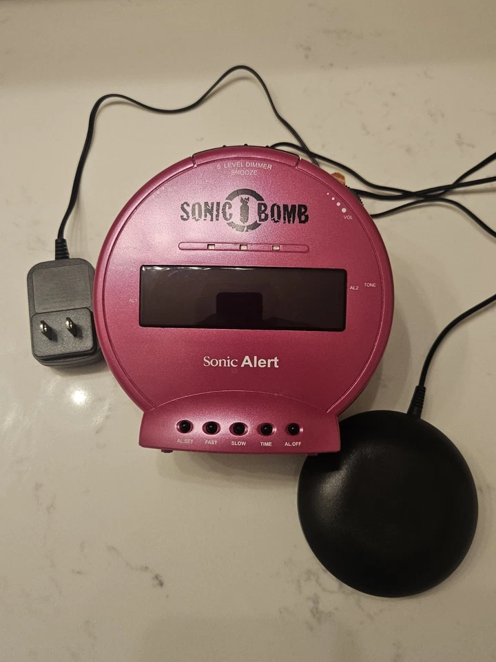 Pink Sonic Bomb Alarm Clock W/bed Shaker   Tested & Works!  See Video - Image 1 of 4