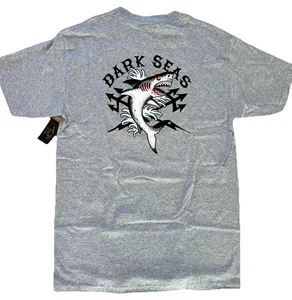NWT Dark Seas Men's T-Shirt Light Blue Grey W Shark Size Medium - Picture 1 of 9