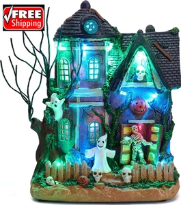 Halloween Decorations, Lighted Halloween Village Houses with Music and LED Light - Picture 1 of 6