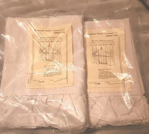 2 Paia Tende Decorative per Finestre Trattamento Pizzo Coloniale Palloncino Valance Beige - Foto 1 di 20