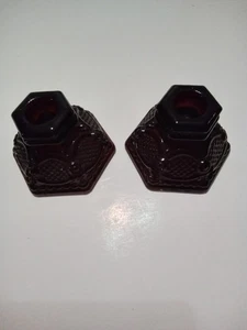 Vintage Avon 1876 Cape Cod Red Glass 2-1/2" Candleholders - Set of 2 - Picture 1 of 6