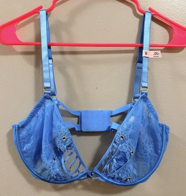 Sujetador Victoria Secret Sin Forro Rosa Encaje Y Ojal Corte Bajo Demi Nuevo con Etiquetas 38D Sexy Foto 1 de 4