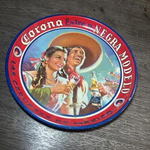 Vassoio latta metallo birra vintage messicano Corona Modelo Messico raro unico LEGGI - Foto 1 di 7