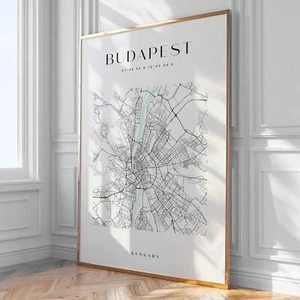 Impresión de arte de pared de mapa de la ciudad de Budapest - póster enmarcado de decoración del hogar estilo vintage - Imagen 1 de 5
