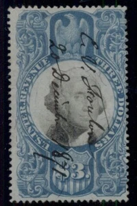 US #R125, $3.00 blue & black, used, F/VF, Scott $75.00 - Picture 1 of 1