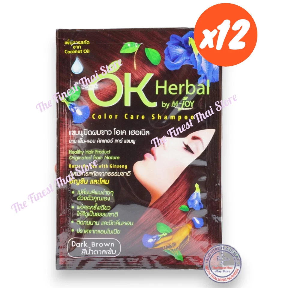 1x OK Herbal Nature Dye Hair Color Care Shampoo Golden Dark Brown Healthy 30ml