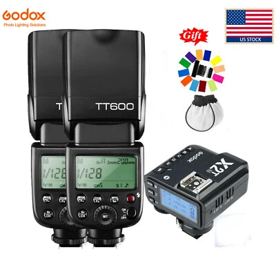US Godox 2pcs TT600 HSS Wireless Camera Flash Speedlite+X2T-N Trigger For Nikon - Image 1 of 4