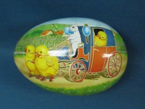 Vintage Germany Nestler Easter Bunny Chicks Carriage Paper Mache Egg Candy Conta - Picture 1 of 14