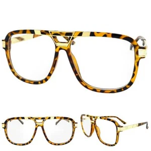 Oversized Classic Retro Hip Hop Rapper Clear Lens EYE GLASSES Big Tortoise Frame - Picture 1 of 6