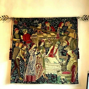 VTG Medieval Product of the Vine French Wall Tapestry - Picture 1 of 12