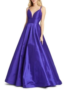Mac Duggal Empire Taft Ballkleid Größe 6 neu mit Etikett royal lila Abschlussball formell 67100L - Bild 1 von 10