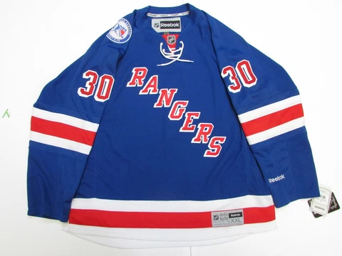 HENRIK LUNDQVIST NEW YORK RANGERS HOME 90TH ANNIVERSARY REEBOK HOCKEY JERSEY Cover