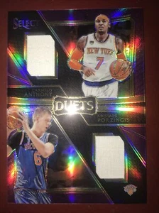 2017 Select Prizm 44/99 Duets Carmelo Anthony Kristaps Porzingis Game Worn - Picture 1 of 2