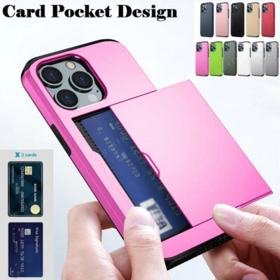 Hidden Wallet Card Holder Case For iPhone 17 16 15 Pro Max 14 13 12 8 Hard Cover - Image 1 of 4