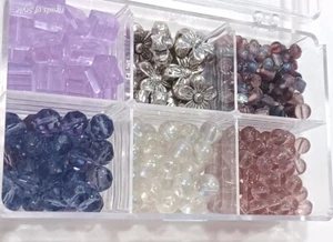 Glass Beads Kit With Storage Purple Bead Lot Jewelry Making Lots - Picture 1 of 4
