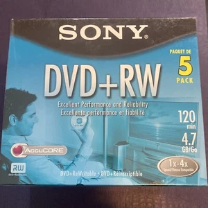 SONY DVD RW DVD 120 min 4.7 GB 1x 4x Speed 5 Pack New Sealed. A60 - Afbeelding 1 van 1