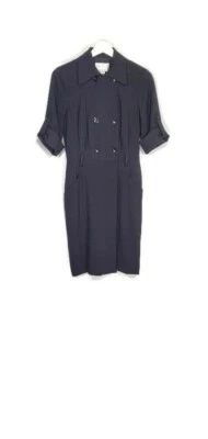 Vestido camisa W Worth preto mistura de lã carreira casual tamanho 2 botão frontal - Imagem 1 de 4