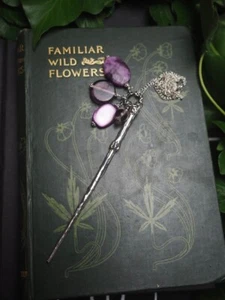 Witches Wand Charm Pendant - Vintage beads - Witch, Witchcraft, Pagan, Purple - Picture 1 of 6